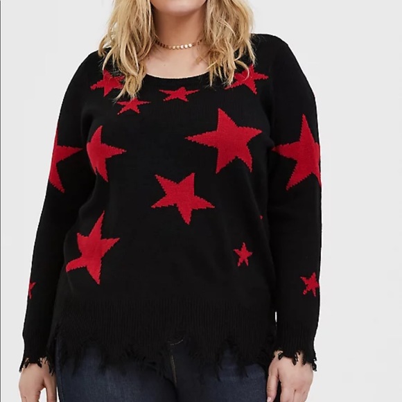 torrid Sweaters - Torrid Birds of Prey Harley Quinn Distressed Star Sweater 1X Halloween DC Comics
